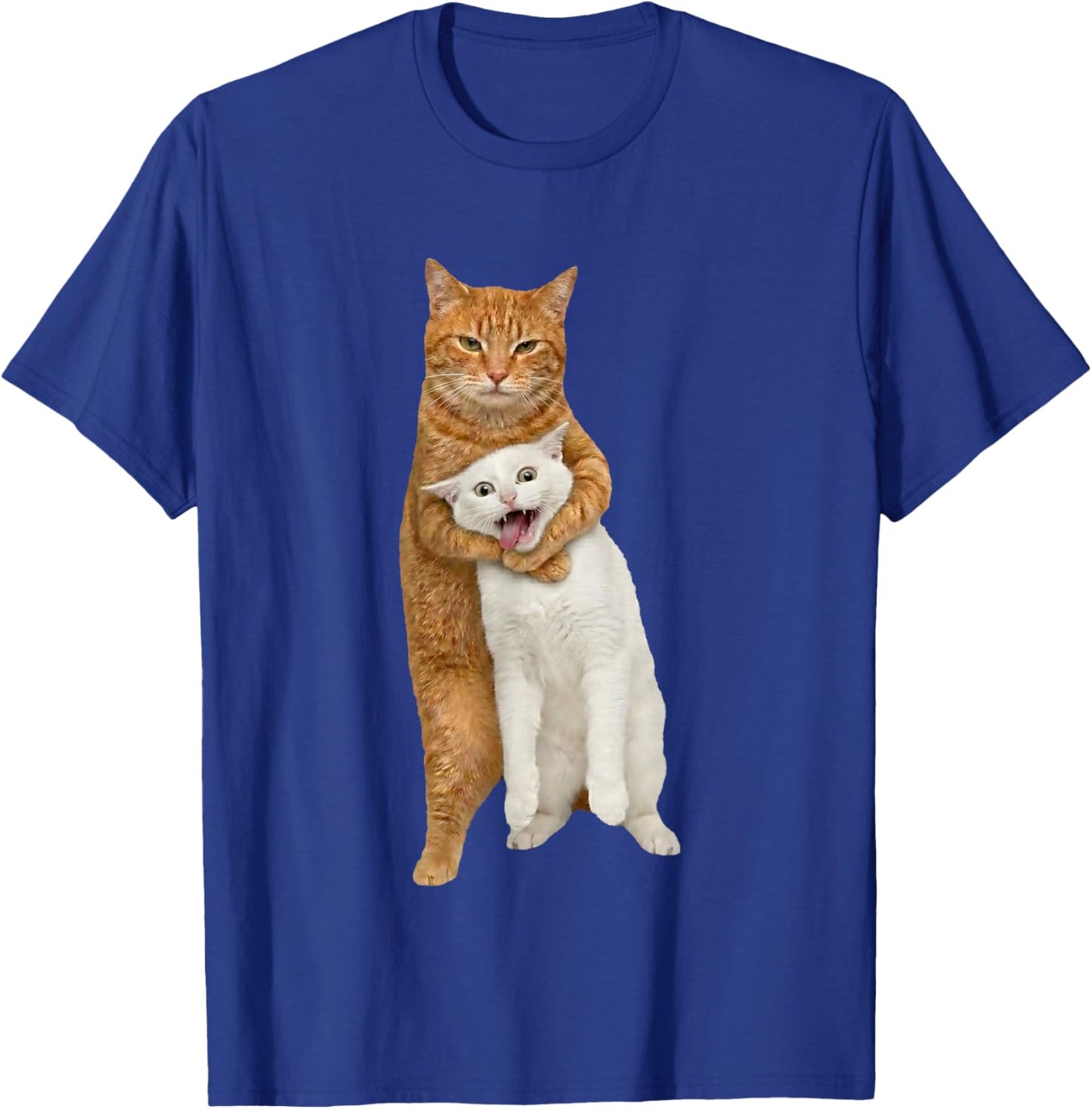 Funny Orange Cat Tight Embrace Choking Cat Meme Humor T-Shirt - T-Shirt | Royal