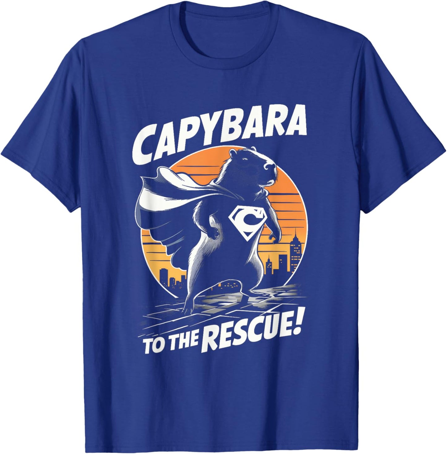 Capybara Superhero Shirt – Fun Comic Book Style Apparel T-Shirt - T-Shirt | Royal