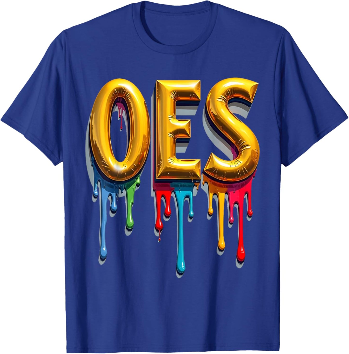 OES 3D Word Watercolor Dripping Order of the Eastern Star T-Shirt - T-Shirt | Royal