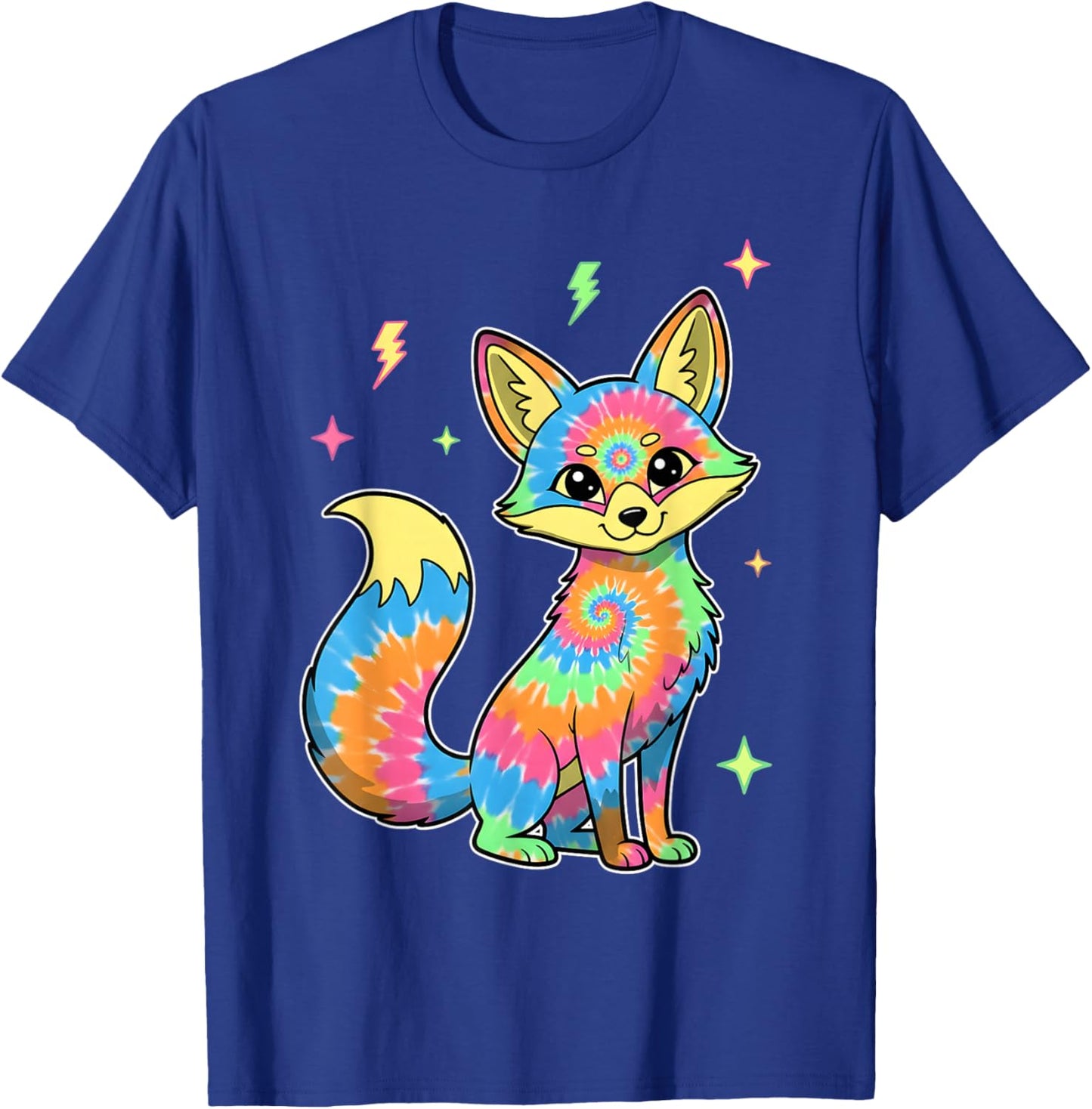 Tie Dye Fox Illustration Colorful Psychedelic Animal T-Shirt - T-Shirt | Royal