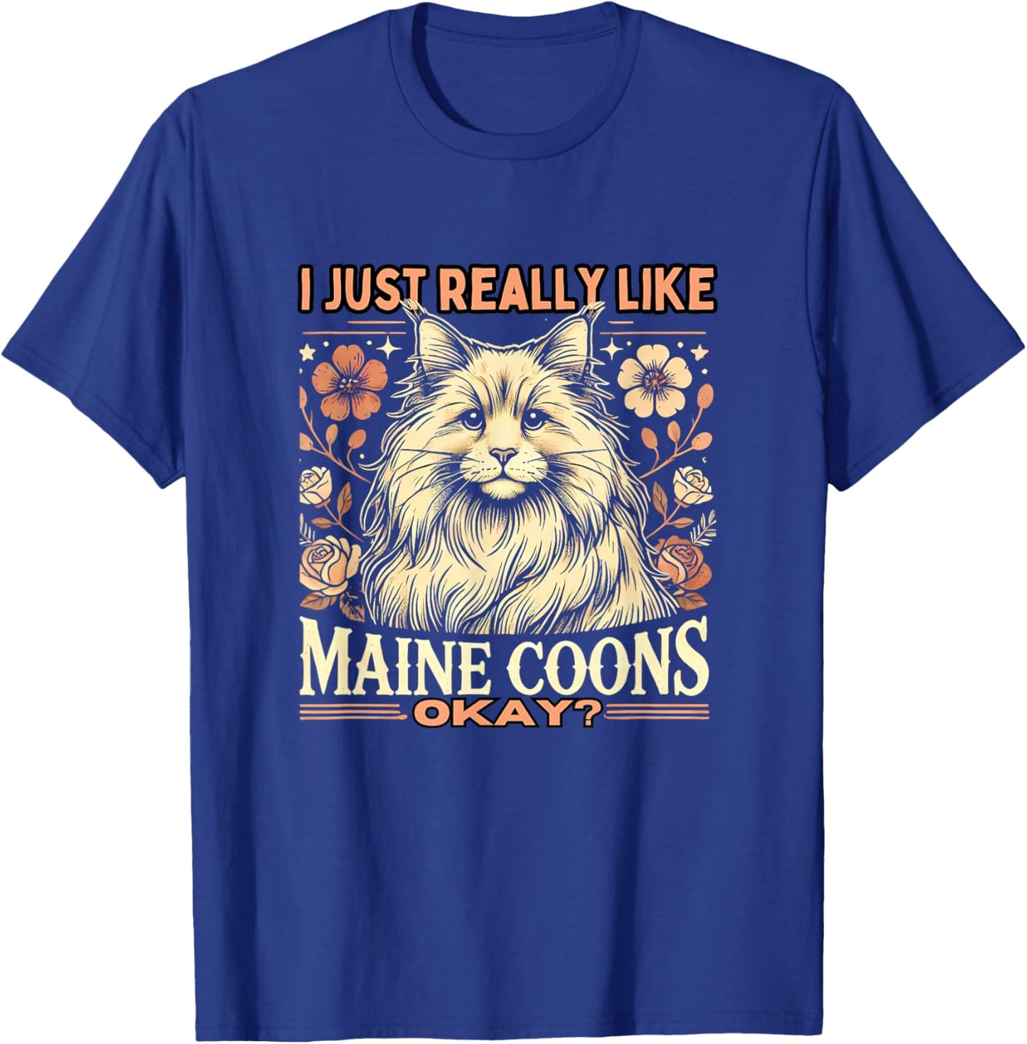 Maine Coon Gifts Maine Coon Lover -Adults Kids Cat Lovers Black Small Modern Classic Round Collar Short Sleeve Classic Fit Lightweight T-Shirt - T-Shirt | Royal