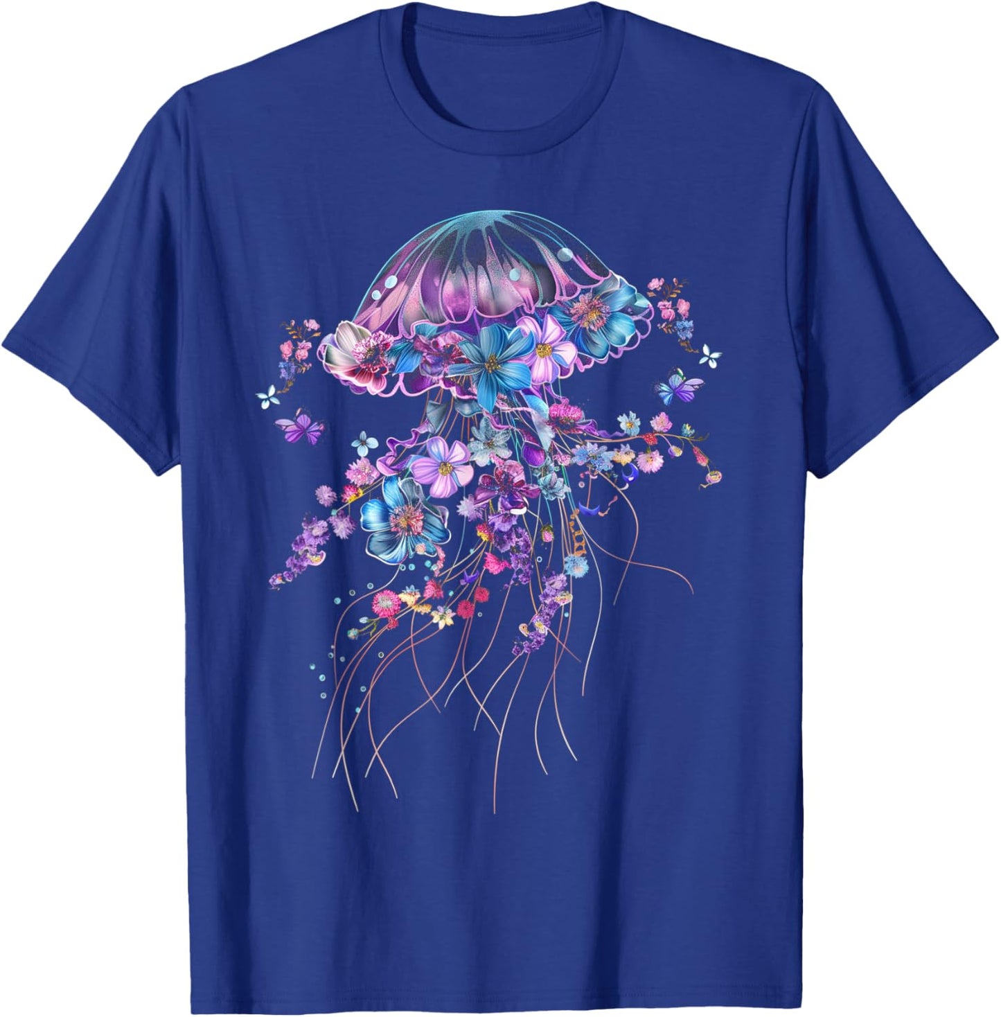 Jellyfish Flowers Vintage Floral Scuba Diving Surf T-Shirt - T-Shirt | Royal