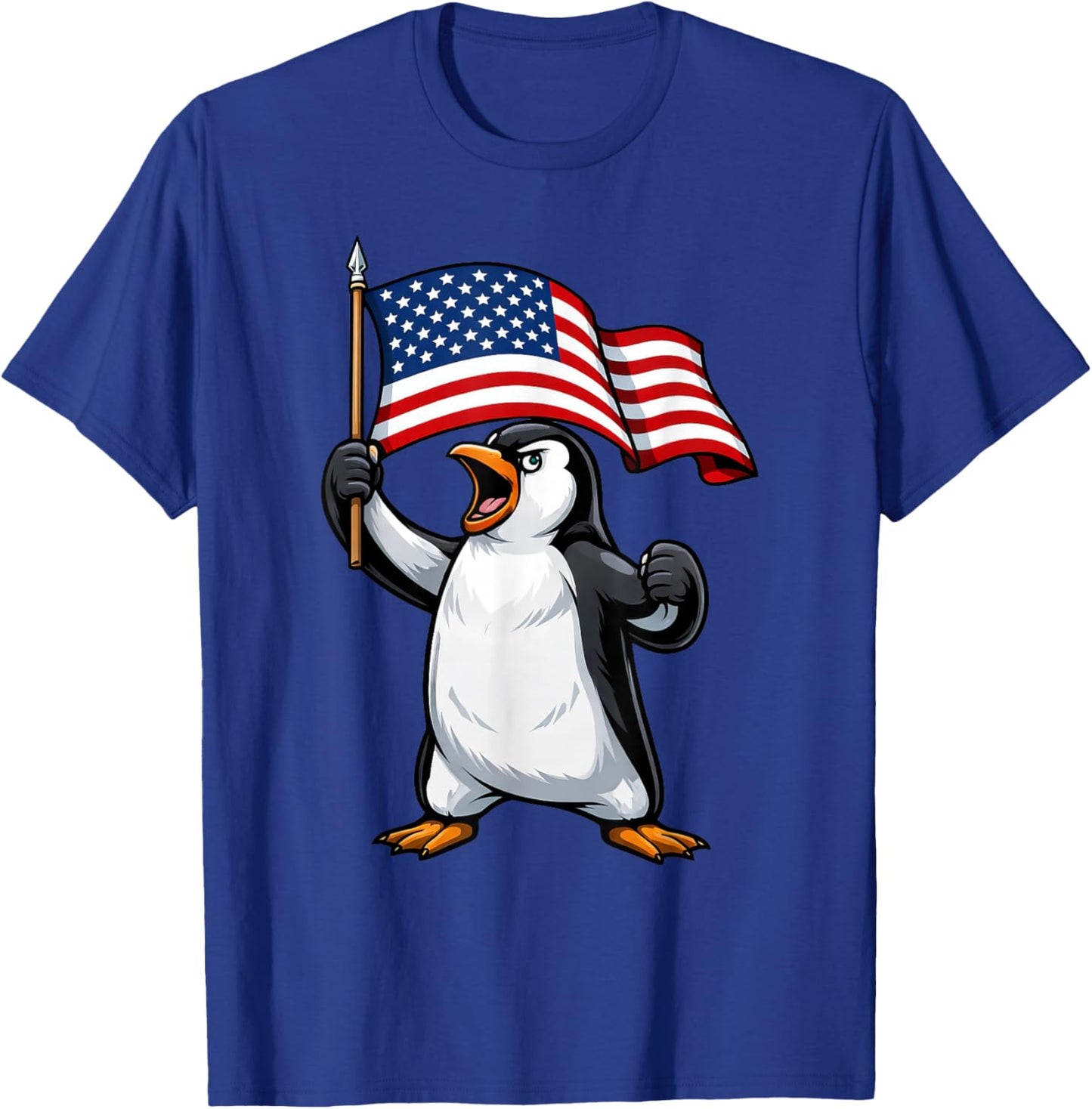 Penguin American Flag 4th of July T-Shirt - T-Shirt | Royal