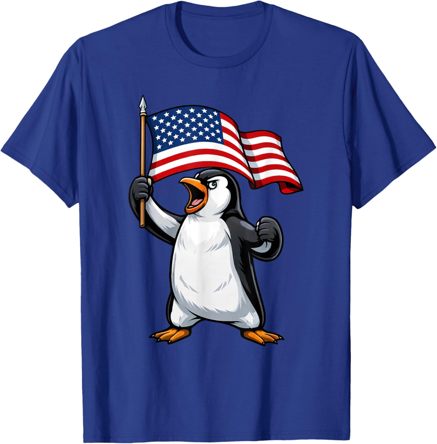 Penguin American Flag 4th of July T-Shirt - T-Shirt | Royal