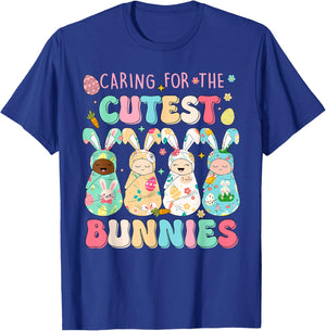 Caring For The Cutest Funny Nicu Nurse Easter Day T-Shirt - T-Shirt | Royal