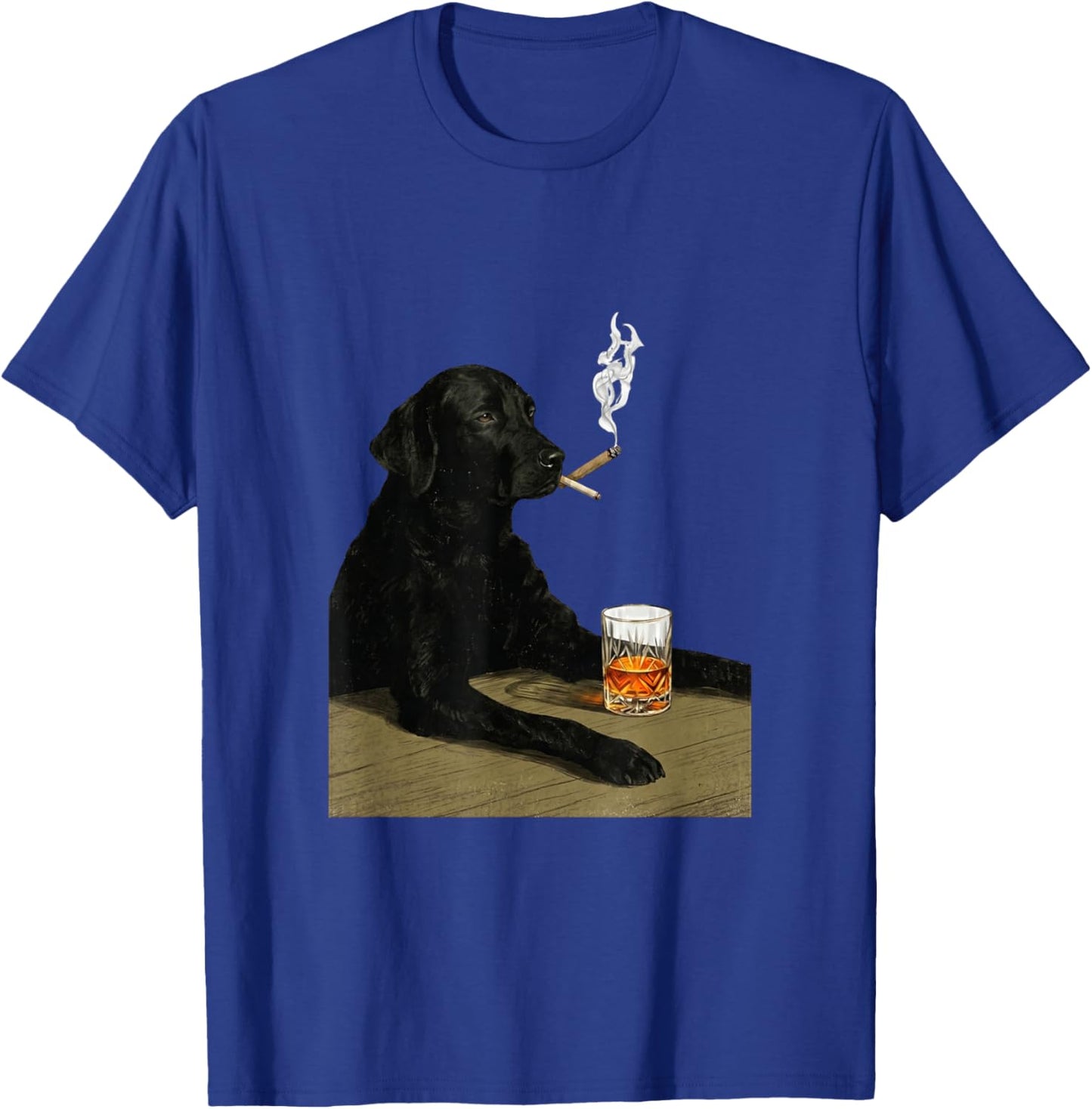 Funny Black Lab Whiskey Cigar Vintage Dog Humor T-Shirt - T-Shirt | Royal