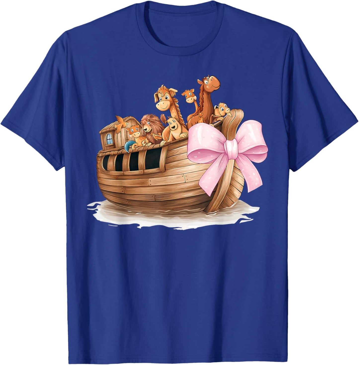 Coquette Bow Noah's Ark Christian Animals Girl Mom Pink T-Shirt - T-Shirt | Royal