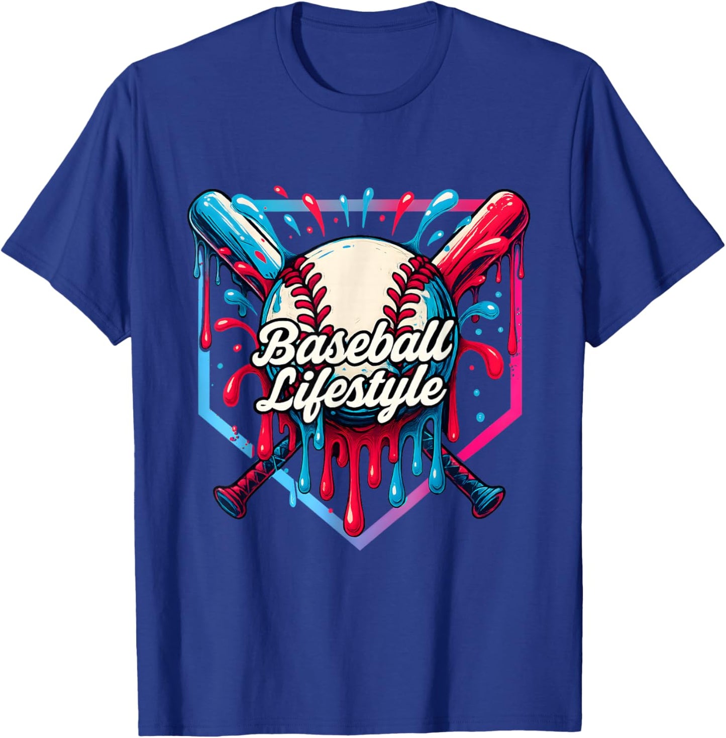 Baseball Life Style 101 Apparel Youth Drip Baseball T-Shirt - T-Shirt | Royal