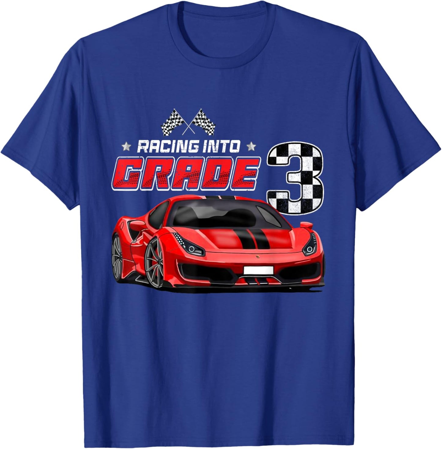 Racing Into 3rd Grade Race Car Back To School Boys T-Shirt - T-Shirt | Royal