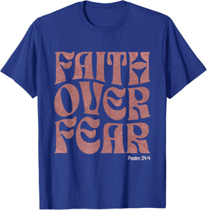 Faith Over Fear Inspirational Christian Worship Bible Verse T-Shirt - T-Shirt | Royal