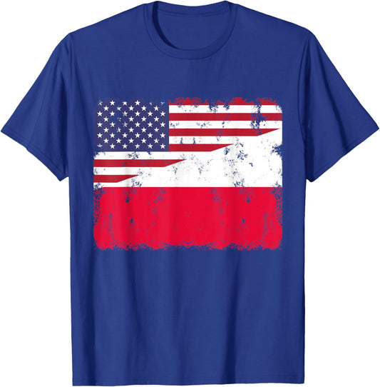 Poland Polska Polish American Flag Pride Heritage T-Shirt - T-Shirt | Royal