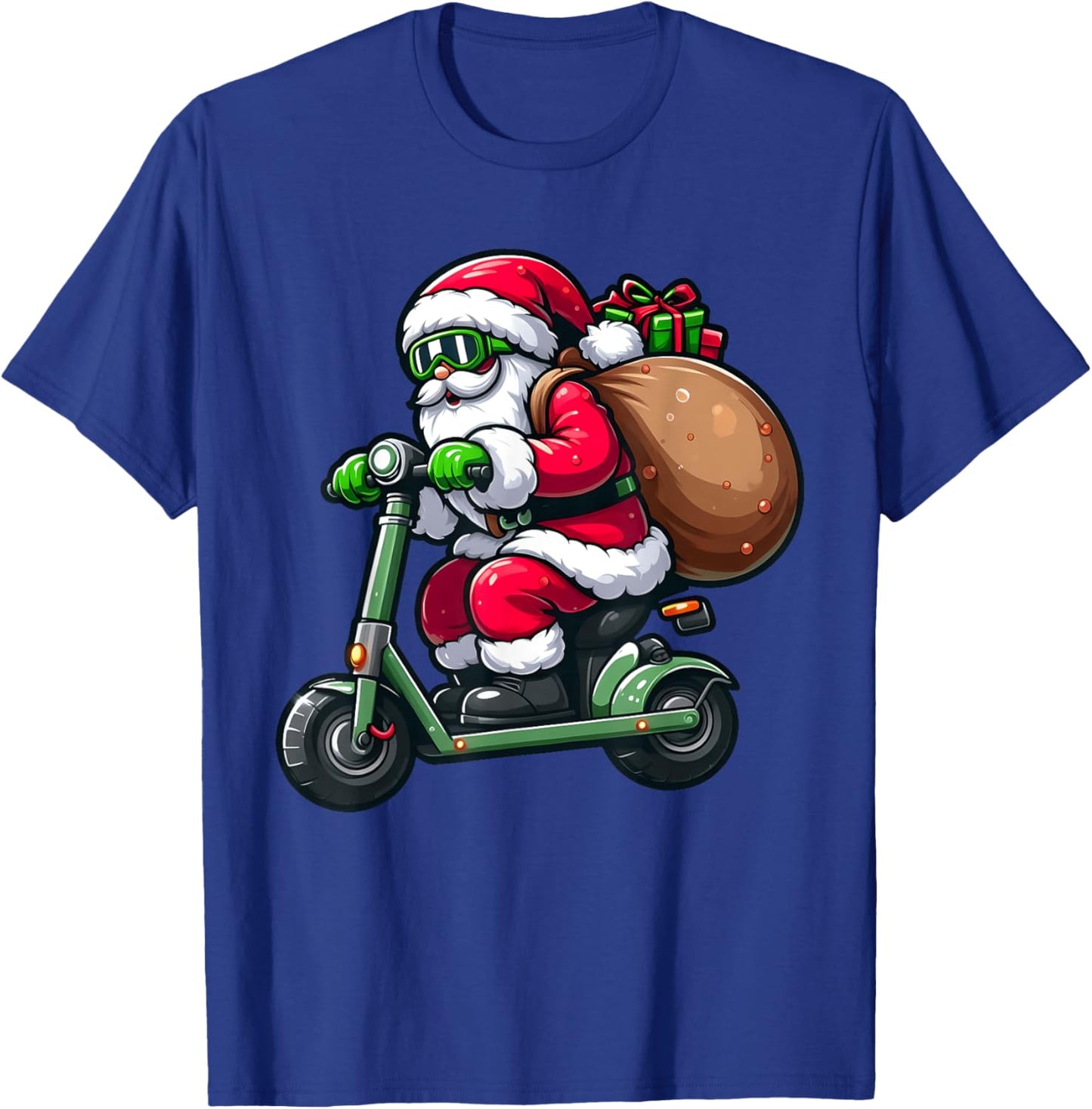 Cute Santa Claus Driving Scooter Christmas Pajama Boys Kids T-Shirt - T-Shirt | Royal