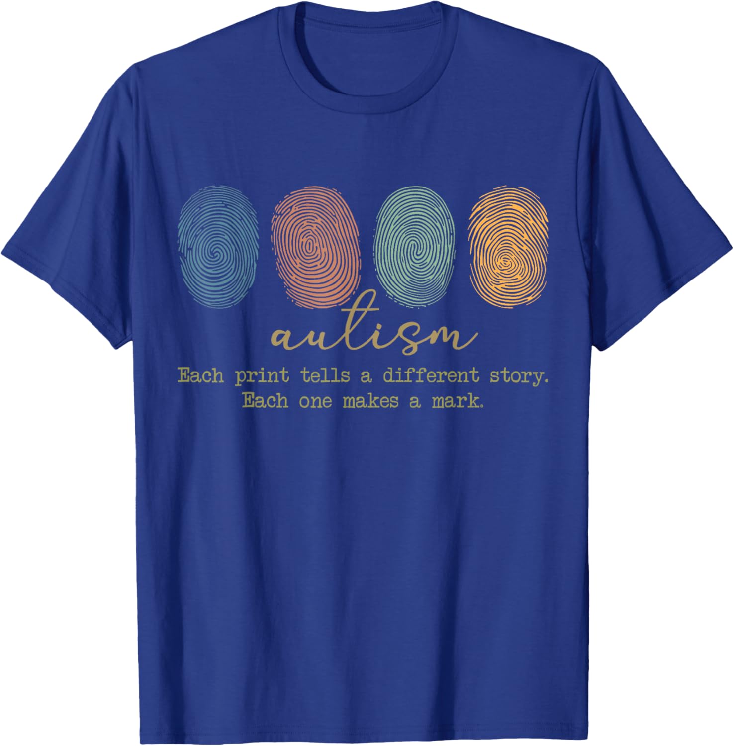 Fingerprint Autism, Each Print Tells A Different Story T-Shirt - T-Shirt | Royal