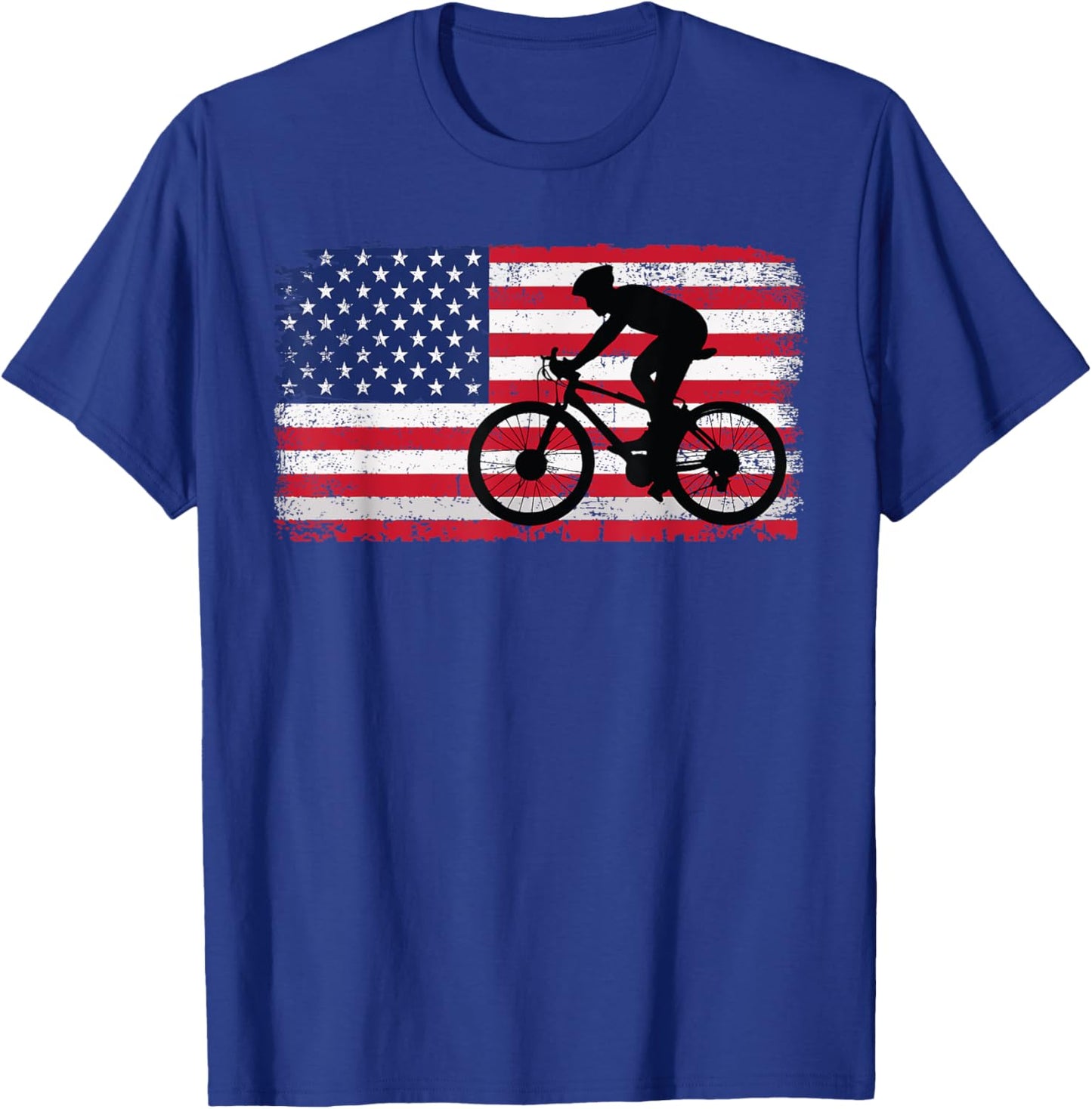 Cycling Road Usa Flag Design Women Bicycle, Cycling T-Shirt - T-Shirt | Royal