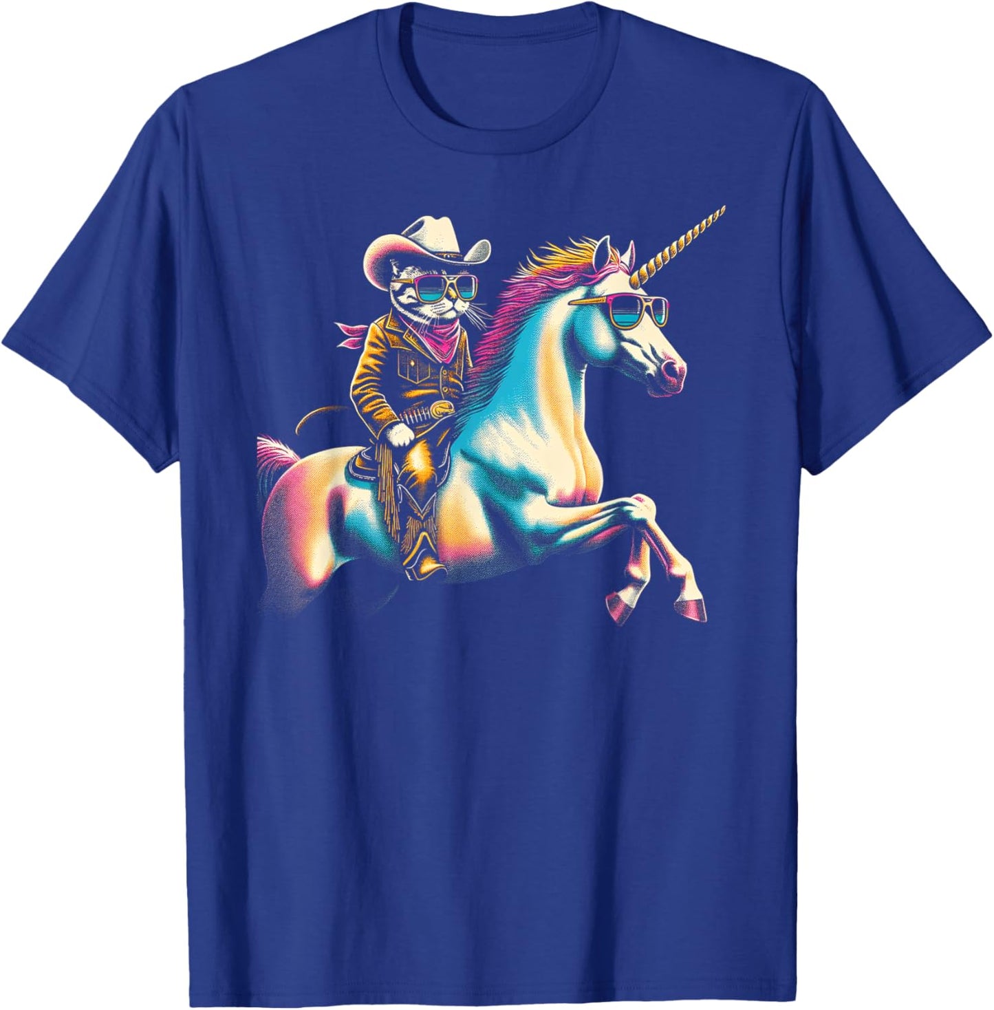 Cool Cowboy Cat & Unicorn Duo T-Shirt - T-Shirt | Royal