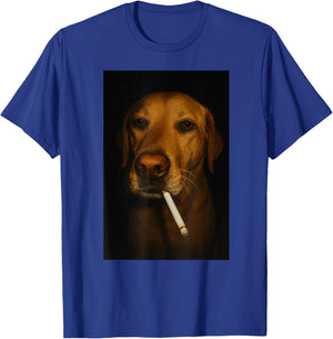Funny Dog Smoking Cigarette T-Shirt - T-Shirt | Royal