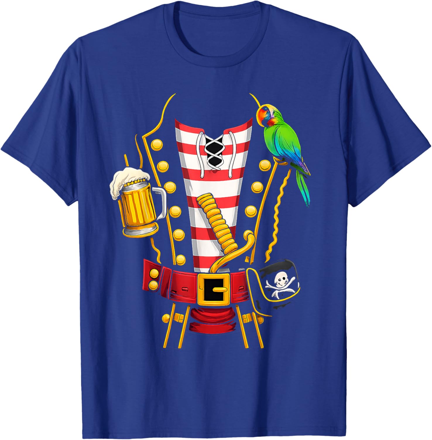 Pirate Costume Buccaneer Novelty Funny Parrot Cruise T-Shirt - T-Shirt | Royal