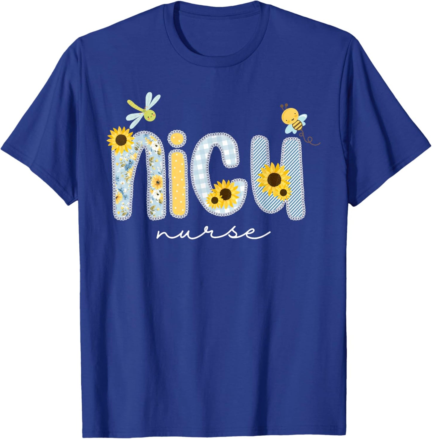Cute NICU Nurse Sunflower Bee Neonatal Intensive Care Unit T-Shirt - T-Shirt | Royal