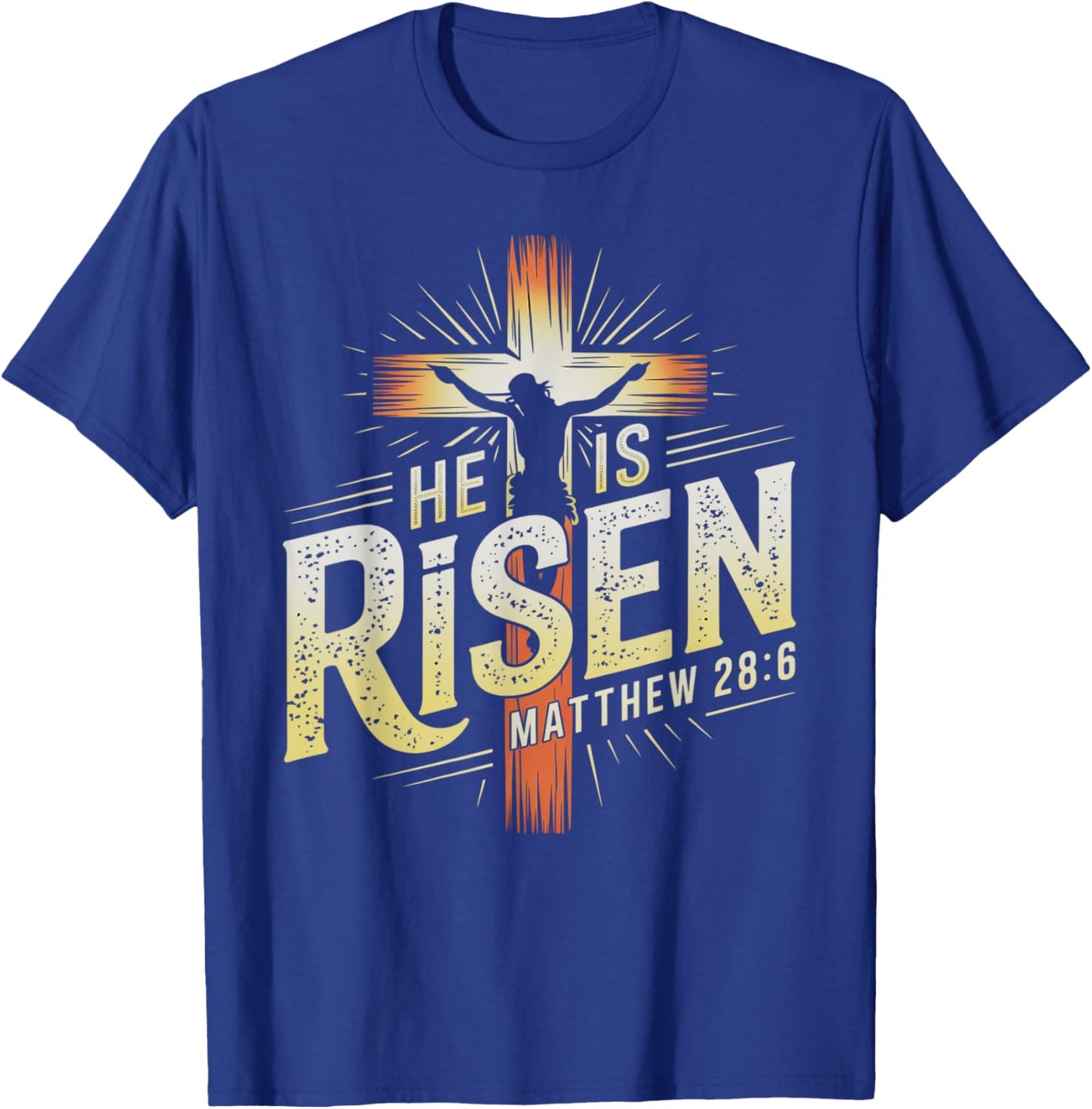 Easter Cross He Is Risen Jesus Christian Men Women Kid Youth T-Shirt - T-Shirt | Royal