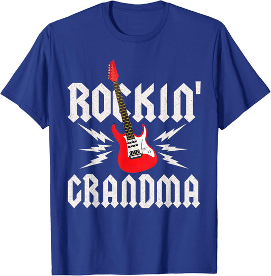 Grandma Rockin One Birthday Family Matching Rock Guitar T-Shirt - T-Shirt | Royal