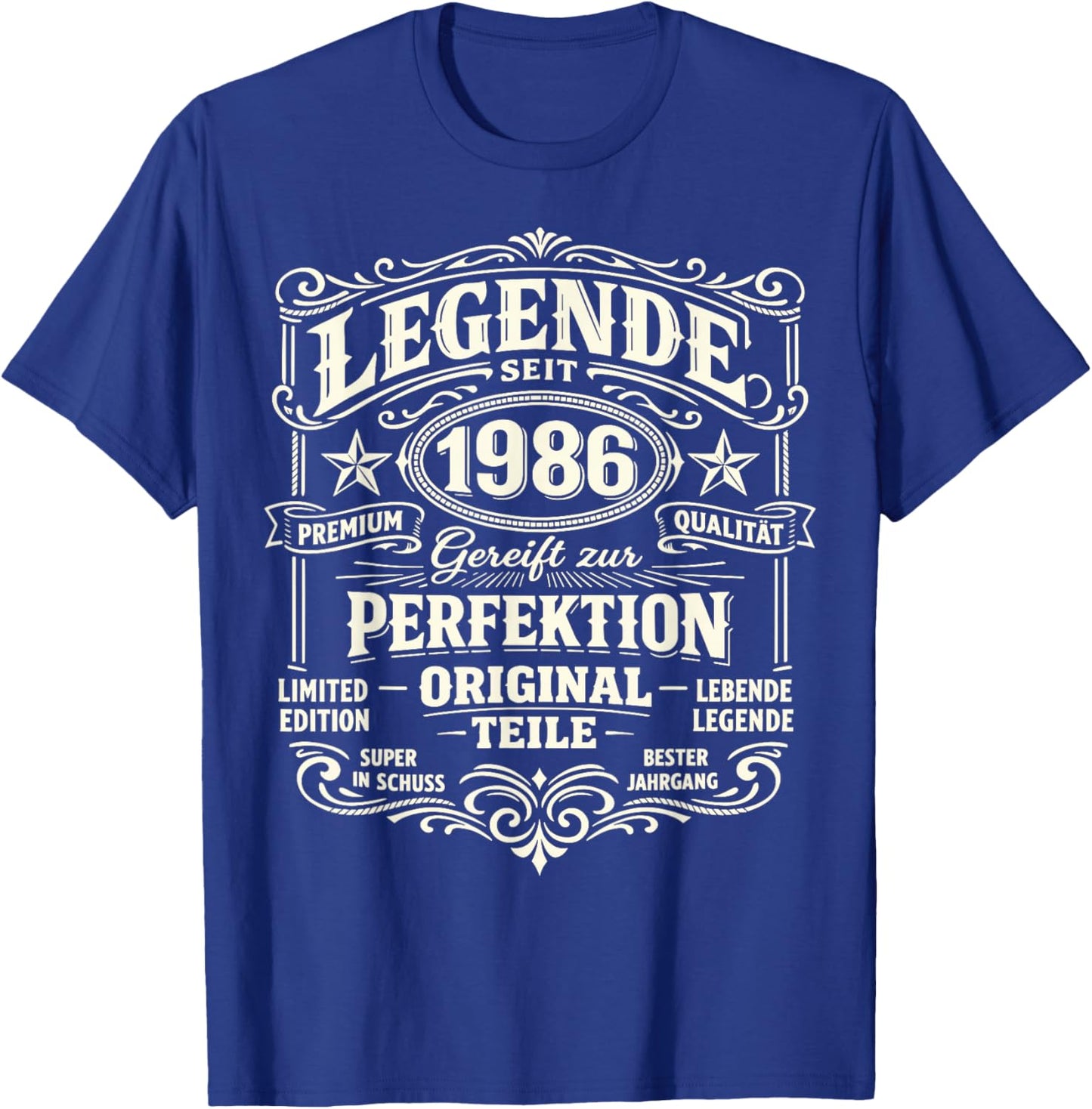 40th Birthday Man Woman 40 Years Decoration 1986 Gift Funny T-Shirt - T-Shirt | Royal