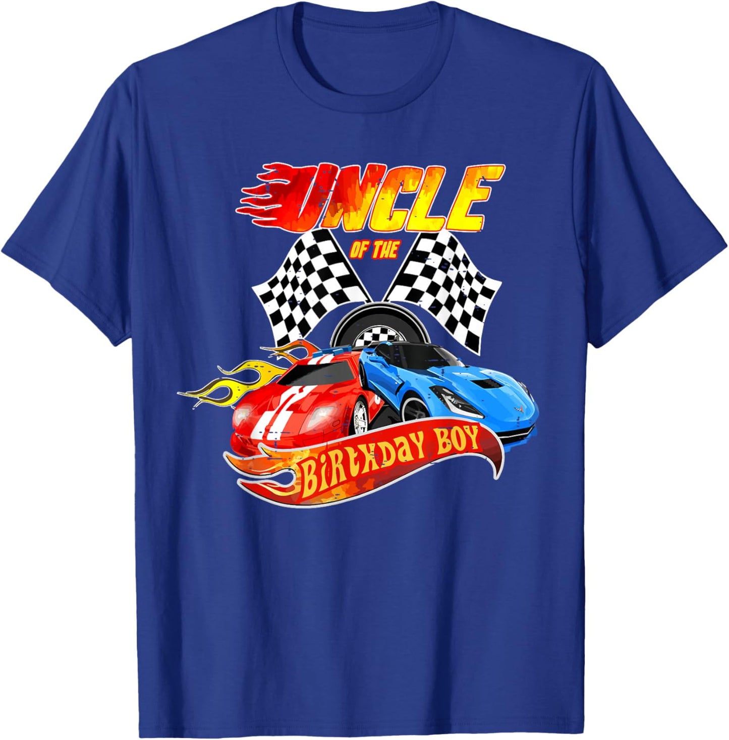 Uncle Of The Birthday Boy Race Car Birthday Party Racing T-Shirt - T-Shirt | Royal