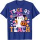 Trick Or Teach Groovy Teacher Ghost Funny Halloween Teacher T-Shirt - T-Shirt | Royal
