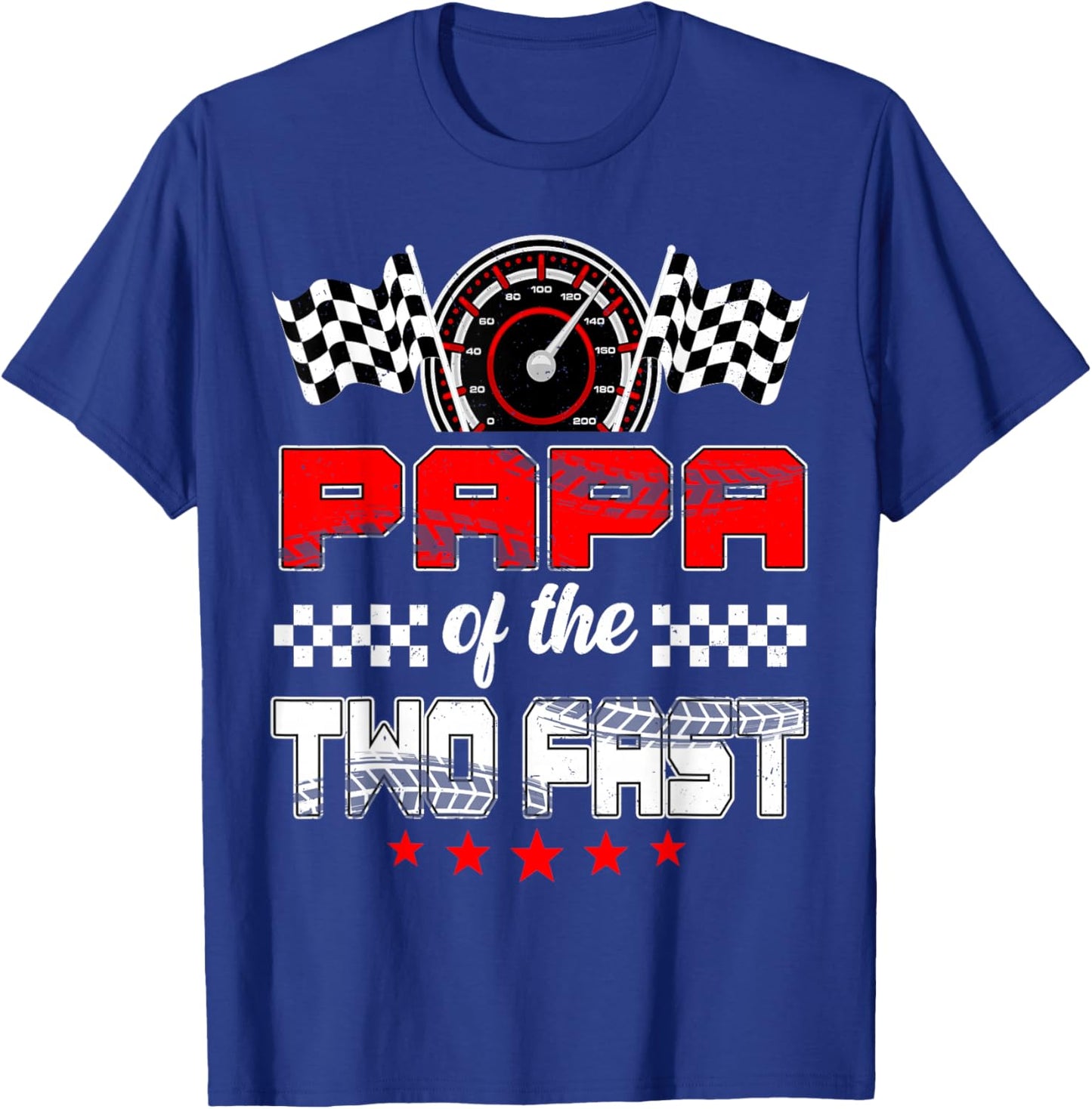 Papa of The Two Fast Second Birthday Racing Car Family T-Shirt - T-Shirt | Royal