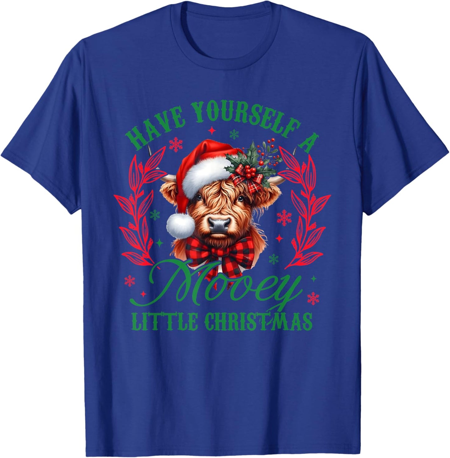 Have Yourself A Mooey Little Christmas Funny Cow Santa Women T-Shirt - T-Shirt | Royal