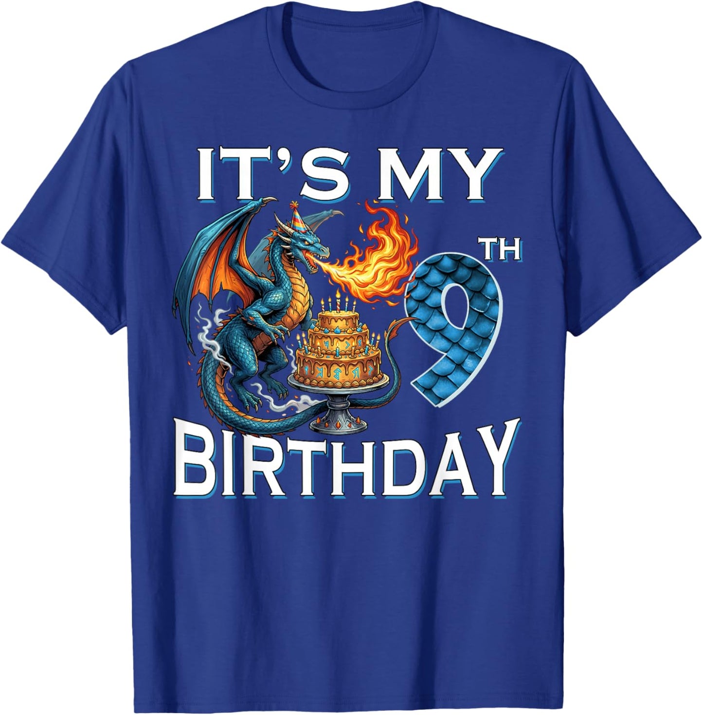 It's My 9th Birthday Dragon Party Dragon Lover 9 Years Old T-Shirt - T-Shirt | Royal