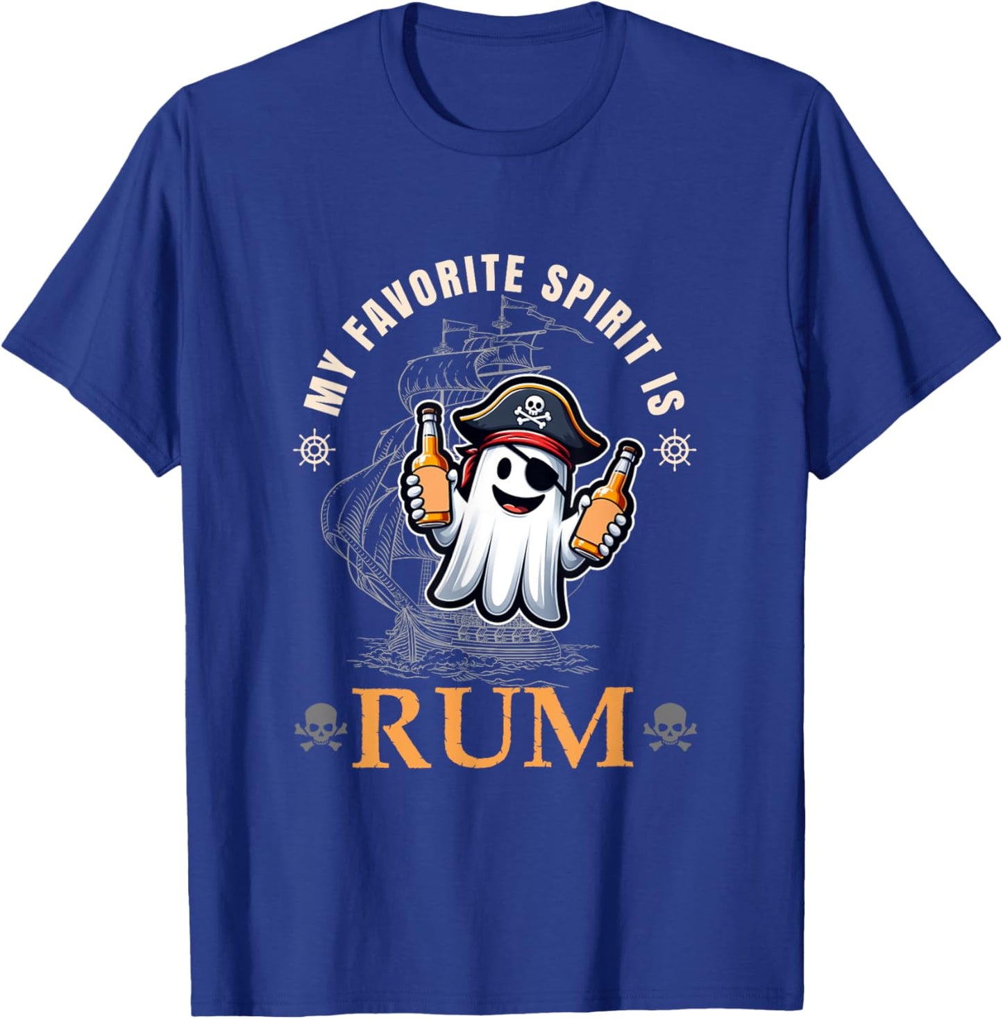 My Favorite Spirit Is Rum Funny Halloween Ghost Drinking T-Shirt - T-Shirt | Royal