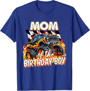 Mom Of The Birthday Boy Monster Truck Birthday Novelty T-Shirt - T-Shirt | Royal