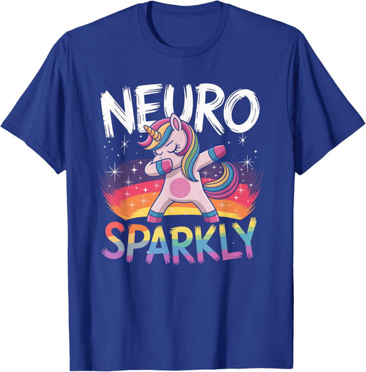 Neurodivergent Neurosparkly Neurodivergence Unicorn ADHD T-Shirt - T-Shirt | Royal