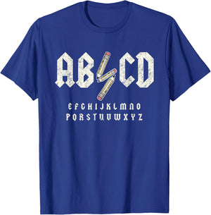 Retro Abcd Teacher Novelty Funny Back to School Teacher T-Shirt - T-Shirt | Royal