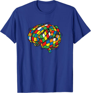 Funny Speed Cuber Cubing on The Brain Cube Speed Cubing T-Shirt - T-Shirt | Royal