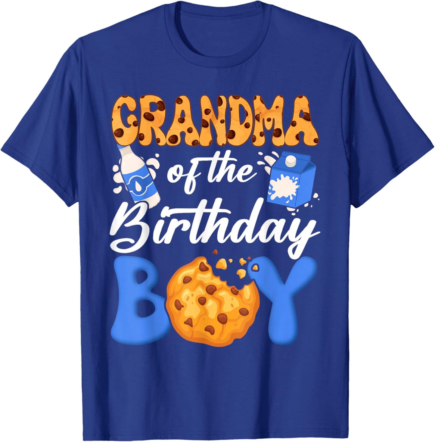 Grandma of The Birthday Boy Milk and Cookies 1St Birthday T-Shirt - T-Shirt | Royal