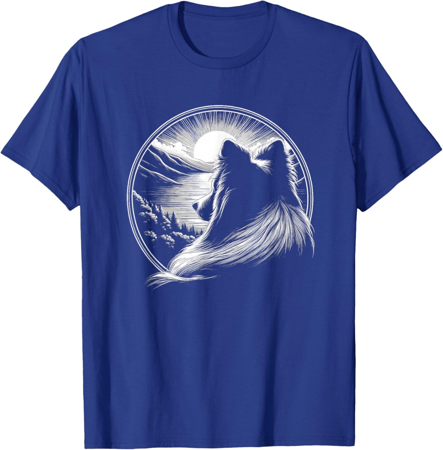 Shetland Sheepdog Dog Scene Sheltie Graphic Art Design T-Shirt - T-Shirt | Royal