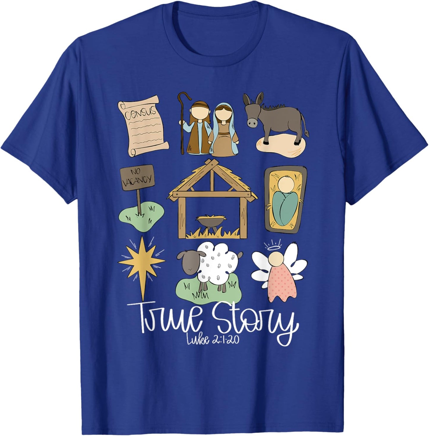 True Story Jesus Christian Merry Christmas Pajamas Holiday T-Shirt - T-Shirt | Royal