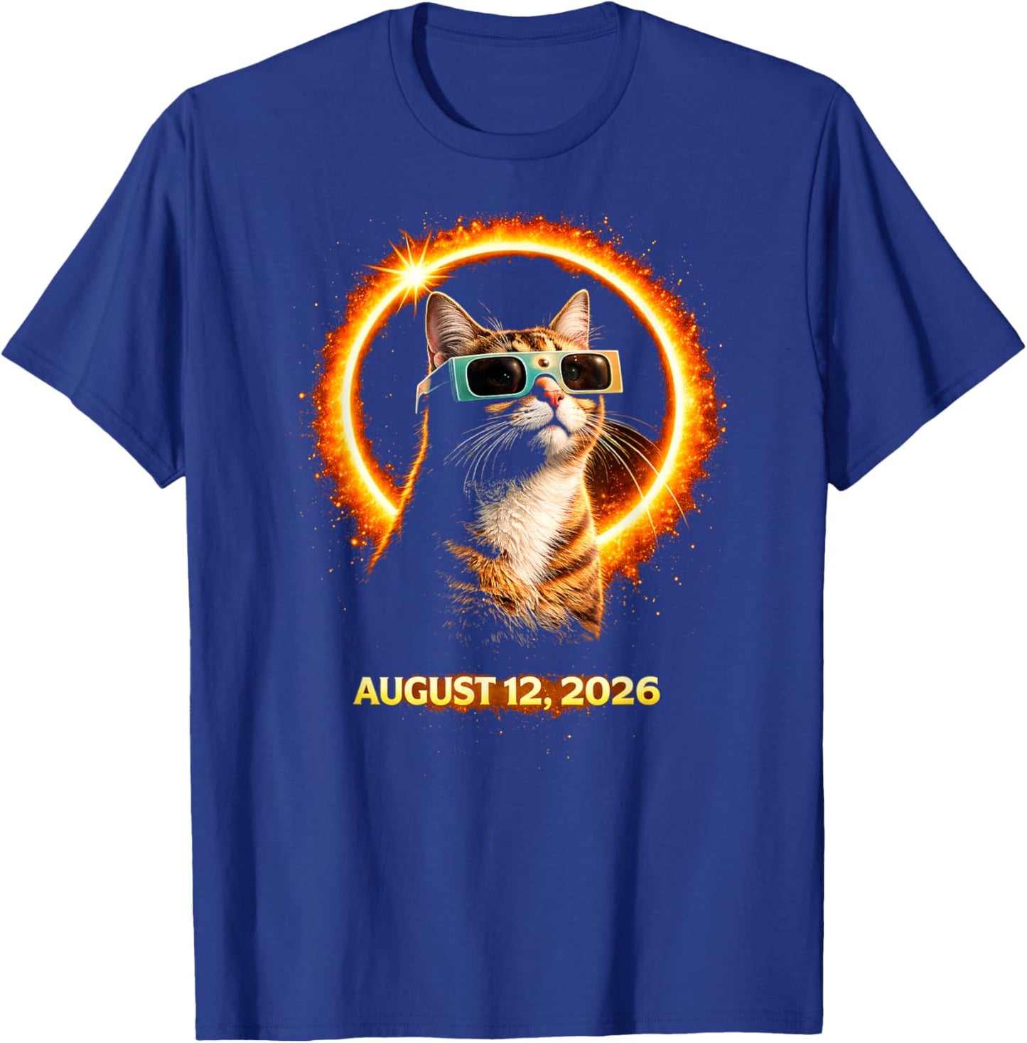 Sonnenfinsternis Katze 12. August 2026 Design T-Shirt - T-Shirt | Royal
