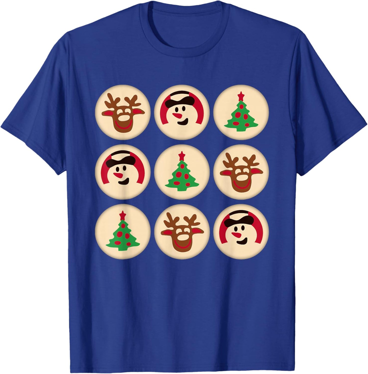 Christmas Cute Sugar Cookie Christmas Tree Snowman Reindeer T-Shirt - T-Shirt | Royal