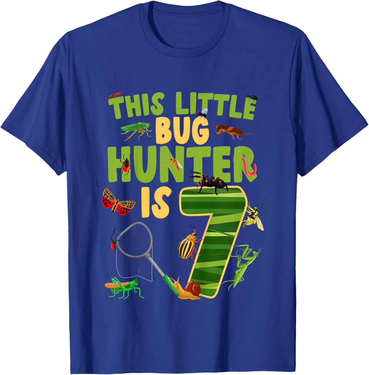 7th Bug Birthday Party Seven Year Old Bugs Birthday T-Shirt - T-Shirt | Royal