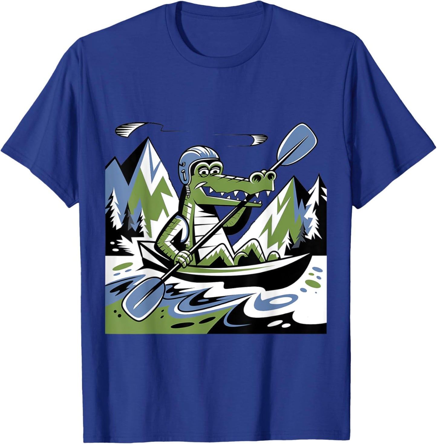Funny Cool Alligator Kayaking Abstract T-Shirt - T-Shirt | Royal