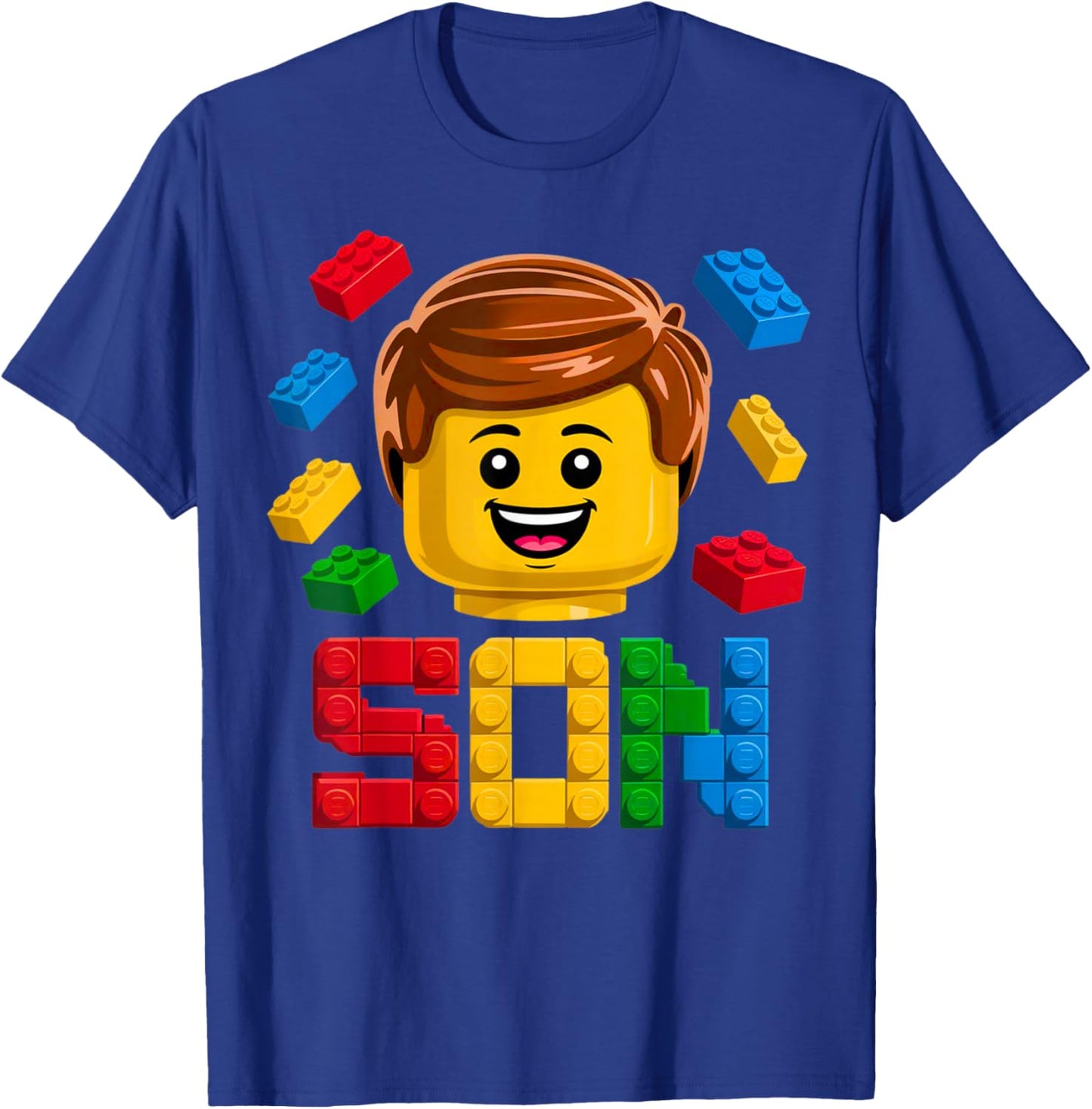 Family Son Master Builder Building Brick Blocks Boy Kids T-Shirt - T-Shirt | Royal