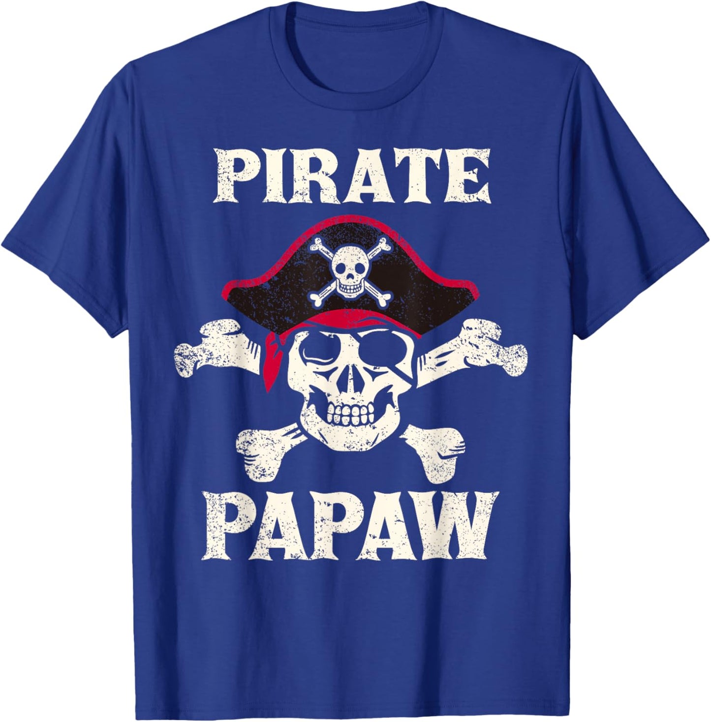 Pirate Papaw Skeleton Captain Funny Skull Pirate Papaw T-Shirt - T-Shirt | Royal