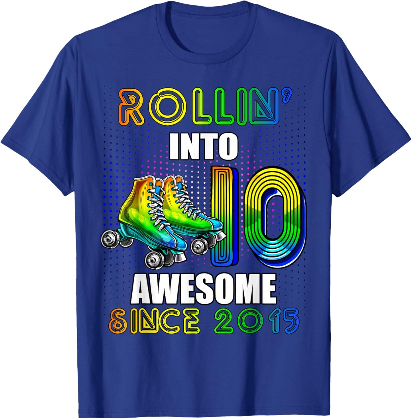 Birthday Roller Skating 10th Girl Rollin into 10 Skate Party T-Shirt - T-Shirt | Royal