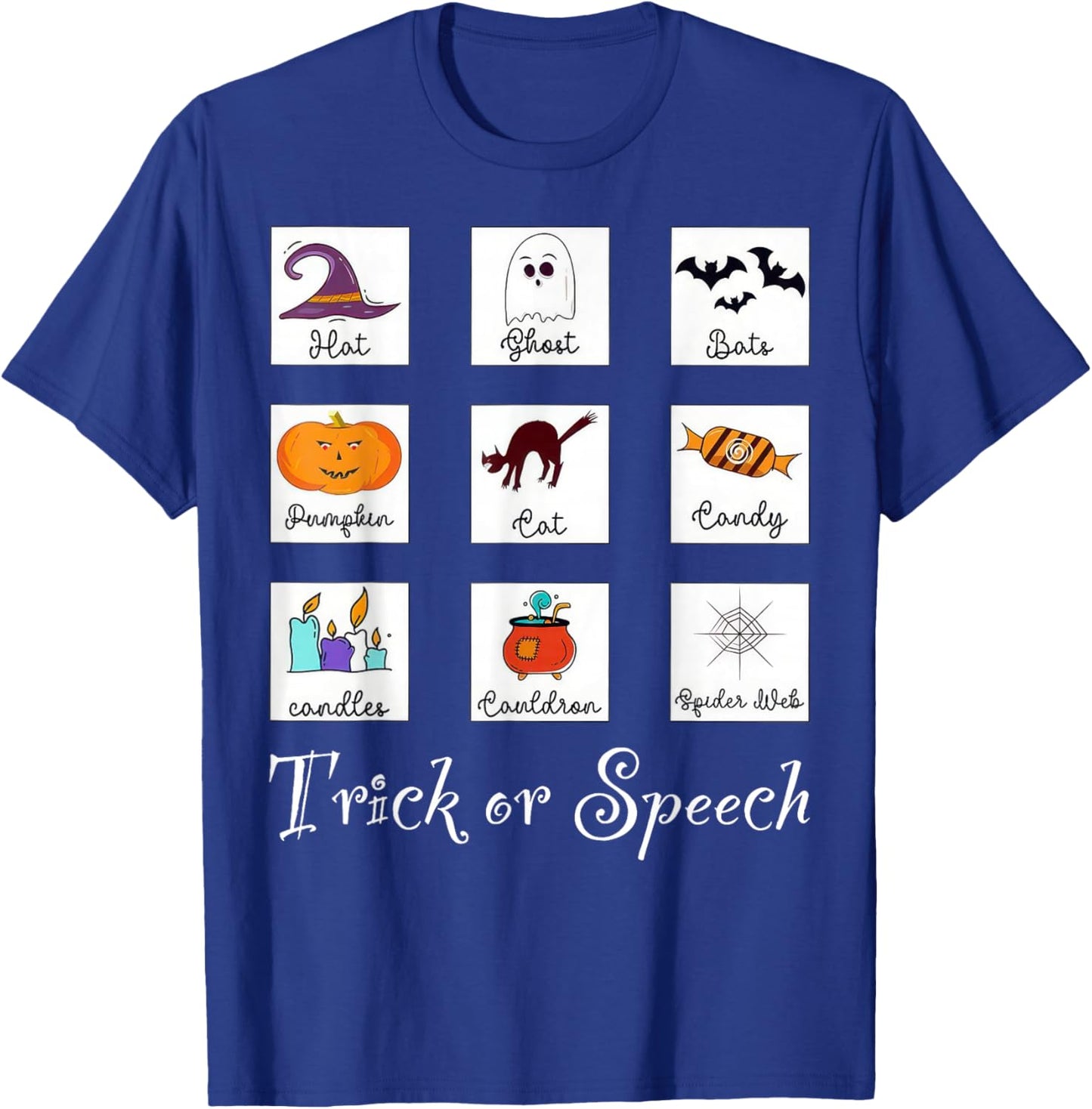 Trick or Speech Retro SLP Halloween Speech Therapy Halloween T-Shirt - T-Shirt | Royal