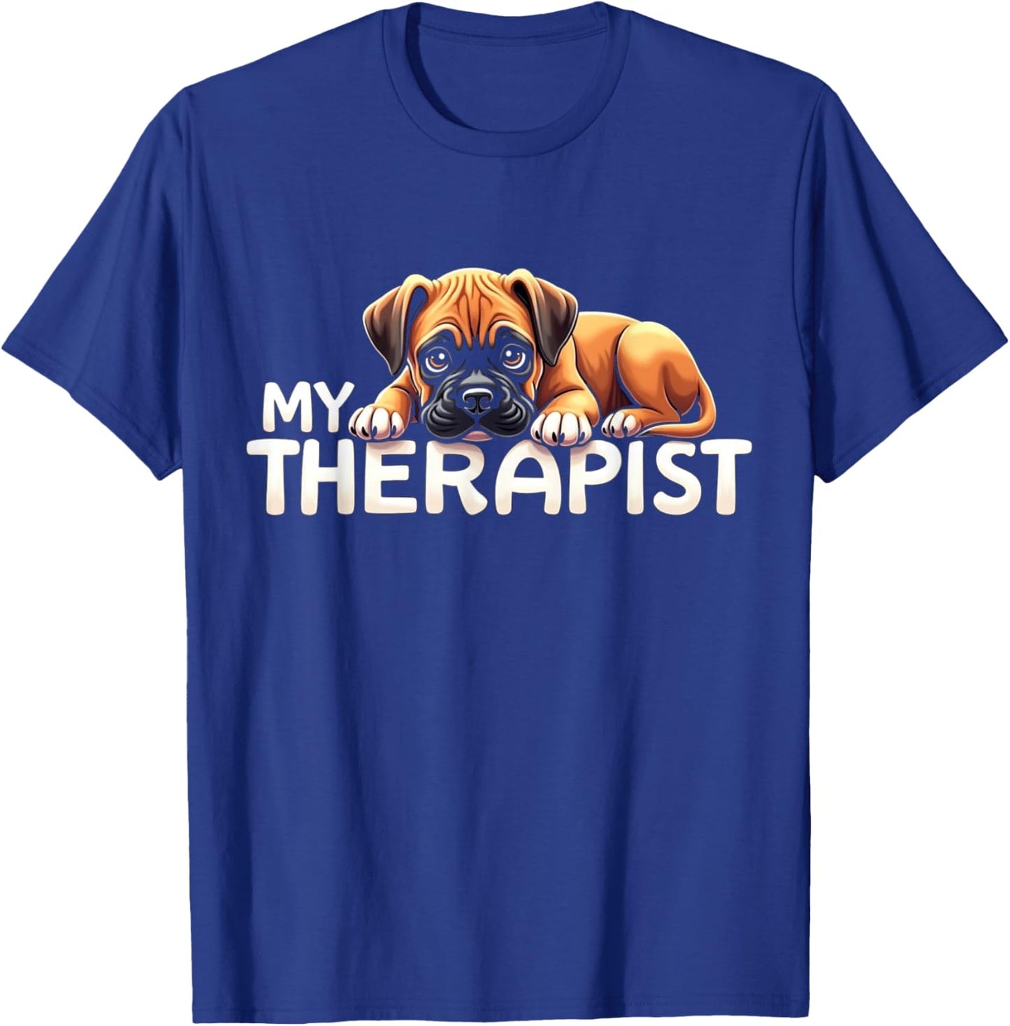 Funny Box Puppy My Therapist Boxer Dog T-Shirt - T-Shirt | Royal