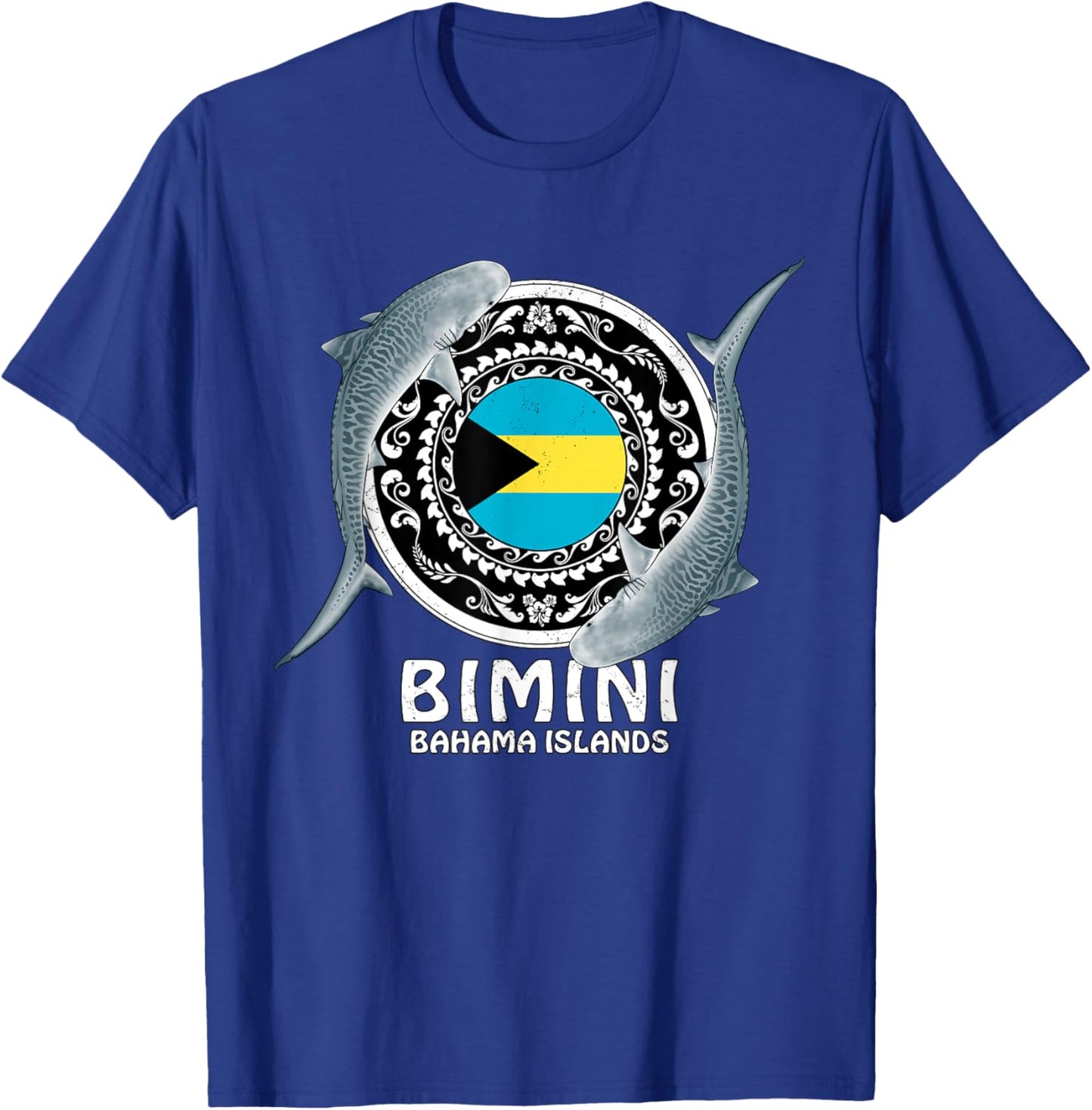Bimini Tiger Shark Bahamas Flag T-Shirt - T-Shirt | Royal