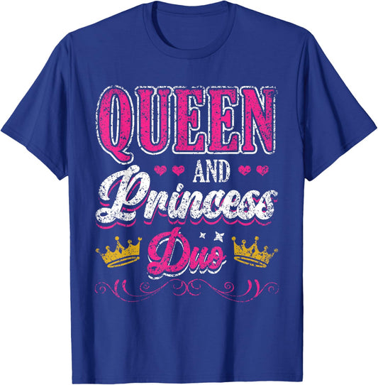 Queen And Princess Duo Matching Mom Mother Daughter Mommy T-Shirt - T-Shirt | Royal
