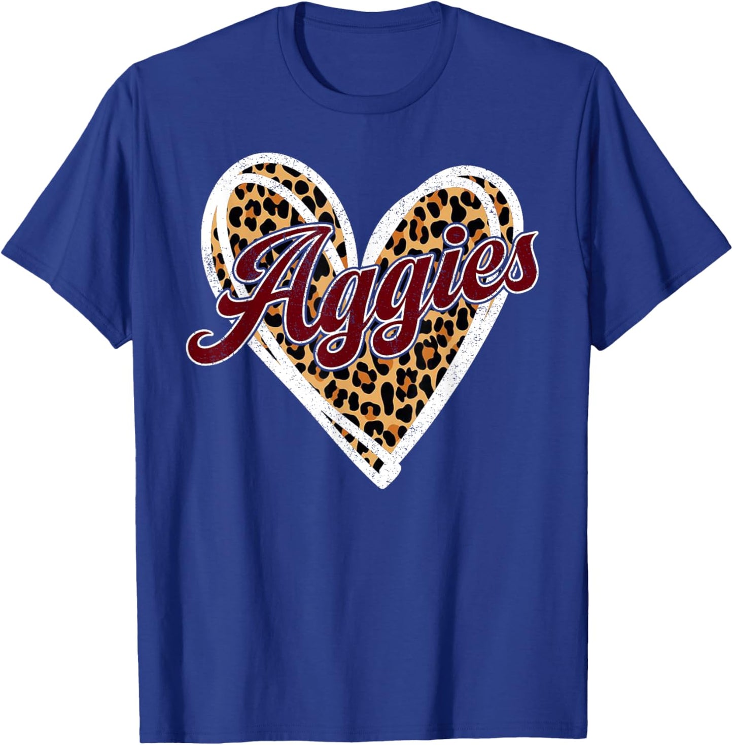 Aggies Love Leopard Heart T-Shirt - T-Shirt | Royal